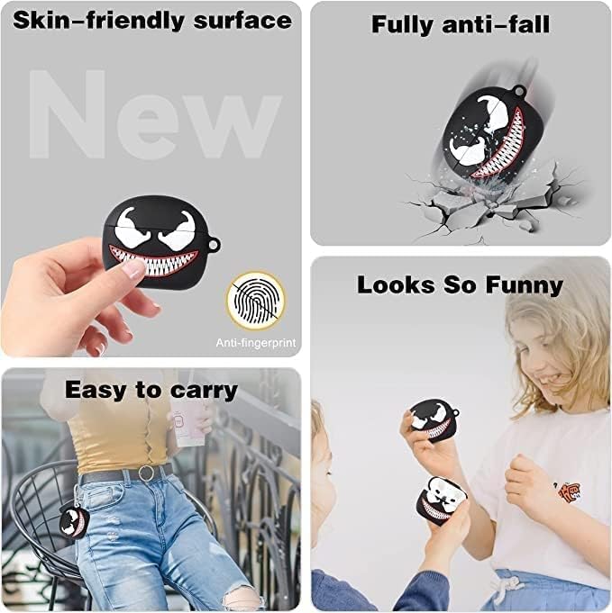 Image of Dezet Cute Soft Silicone Pouh Case for Airpods Pro GEN-2 (2022) � 3D Cartoon Animal Character Cover with Keychain Ring, Shockproof & Dustproof Protective Case for Kids & Girls (Venom)