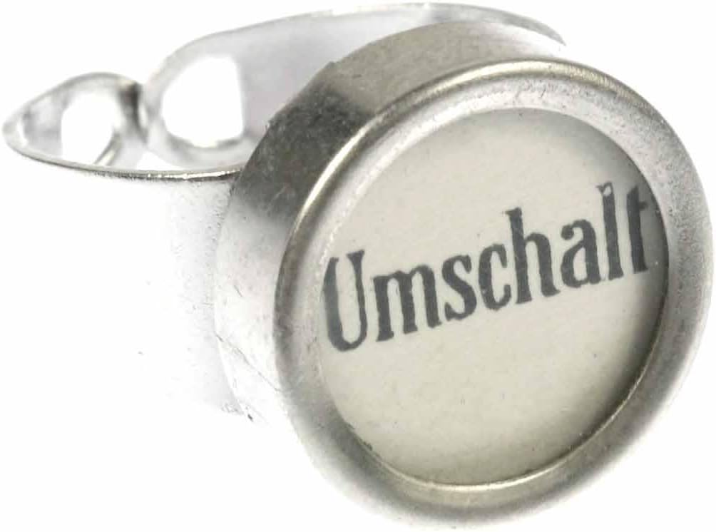 Miniblings Umschalter Ring Vintage Typewriter Keys White Big