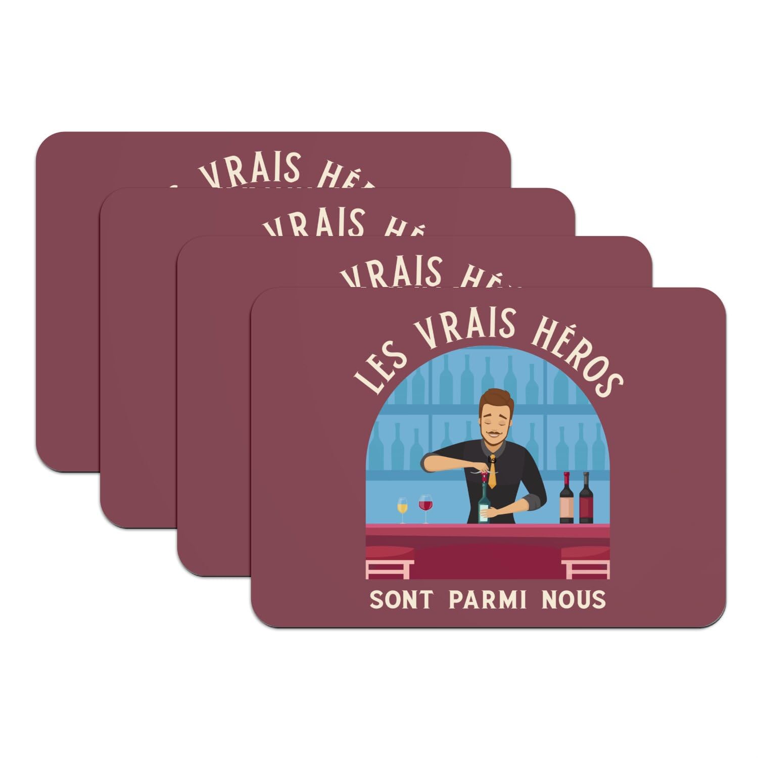 Sets de table barman rouge en caoutchouc pour vos apéritifs