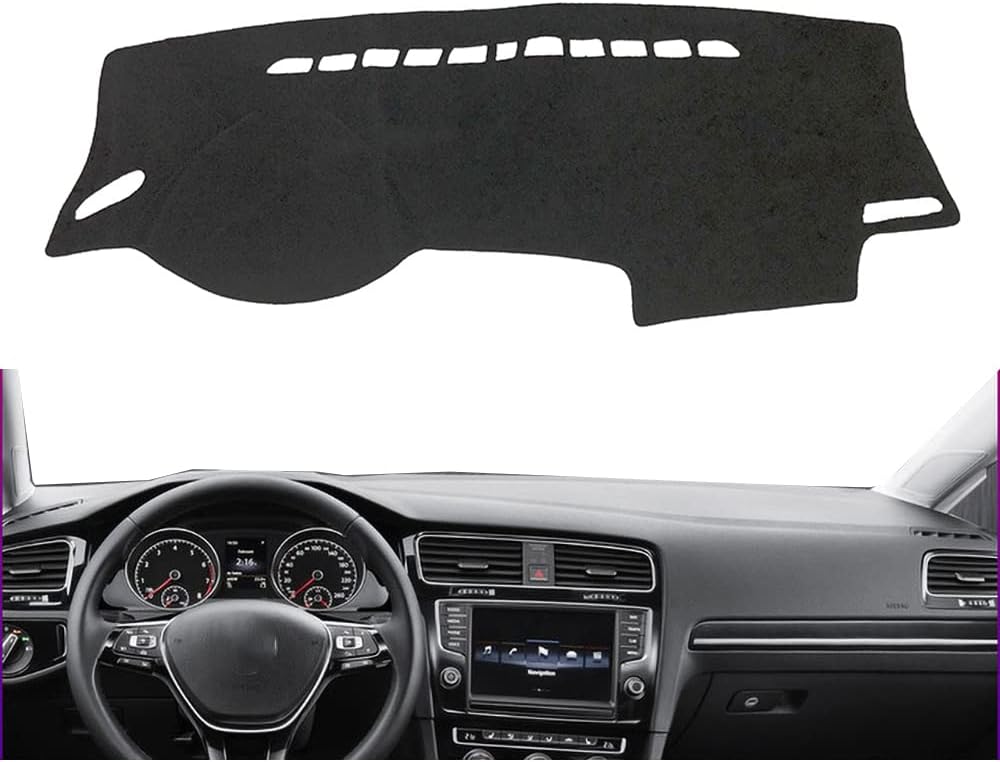 Car Dashboard Cover for Left Hand Drive Volkswagen VW Golf MK7 2013-2019 Carpet Dashmat Sun Shade Pad Car Styling (Flannel All Black)