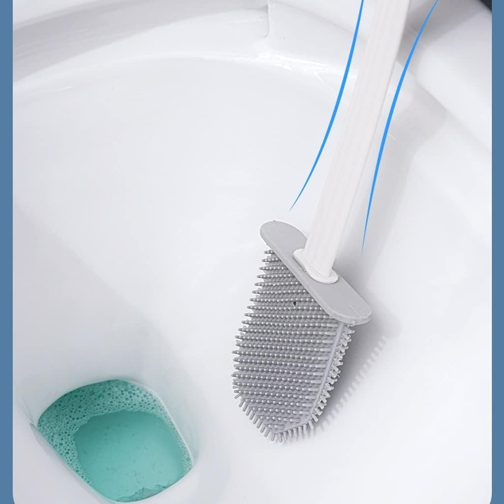 Toilet Brush Holder Toilet Brush Holder Household Wall-mounted Toilet Cleaning Brush Bathroom Long Handle Cleaning Brushs Modern Durable Toilet Bowl Brush Set Toilet Brush Holders(Gris)