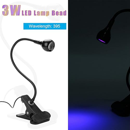 Miniatura 2 de ASHATA Lámpara, 3W 5V 395nm luz con y abrazadera, luz multi USB para curado de pegamento de uñas, reparación de teléfonos móviles, curado de resina,
