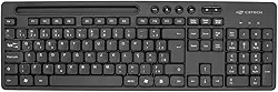 Teclado sem fio C3Tech KB-W100BK Layout ABNT2 com 6 teclas Multimidia incluso 1 Pilha AAA, Receptor USB Nano, Suporte sobre o teclado para colocar smartphone ou tablet