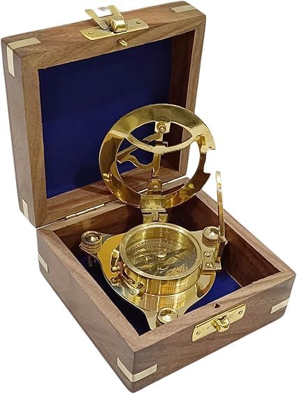 Handmade Vintage Brass Sundial Compass Marine Navigation Instrument Nautical Gift Collectible