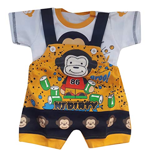 Image of Baby Boy Girl Knee Length Cotton Dungaree (Upto 2 Years)