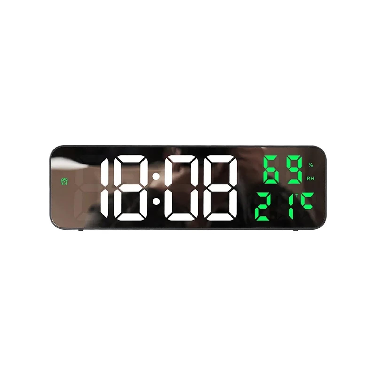 POAHNCU Alarm Clock, Large Digital Wall Clock Temperature Humidity Night Mode Snooze Version Electronic LED Alarm,for Heavy Sleeper(Green)