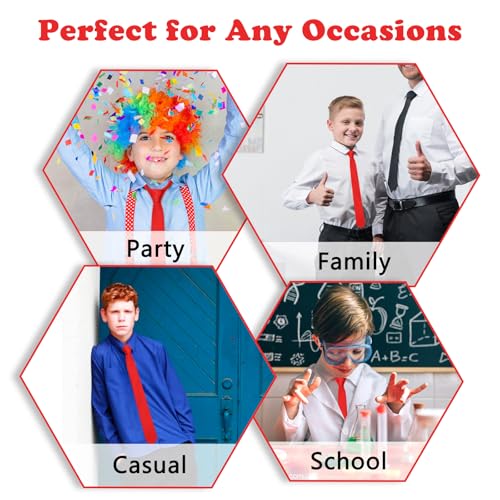 Mantieqingway Boys Tie Self Tie Solid Color Kids Ties Neckties for Graduation Uniforms Party Casual School (Age 8-14)4