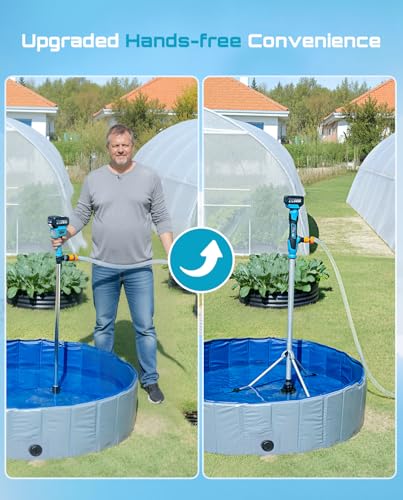 Image of SEESII Cordless Stick Water Transfer Pump, with Tripod Stand Hands-Free | 720GPH & 32FT Lift, 2x4.0Ah Batteries, Portable Design, Fast Drain Pool, Rain Barrel, Basement, Boat Bilge & Irrigate Garden