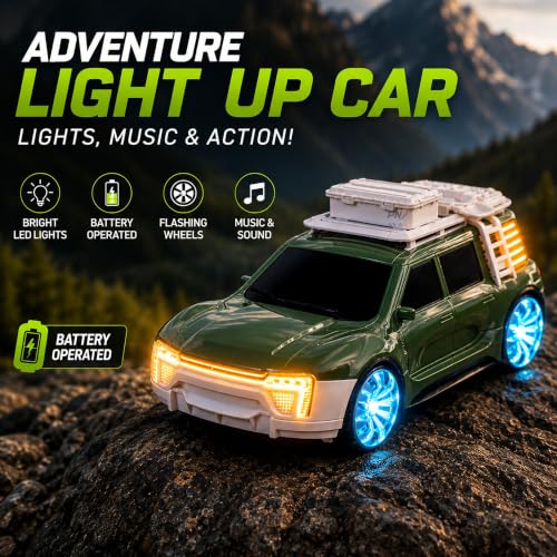 Image of 2.4GHz RC Adventure SUV Car for Kids | RC Stunt Car with Mist Spray, LED Lights, Music & Sound | 360 Drift, Flashing Wheels | Battery Operated Toy Car Gift for Boys & Girls (Assorted Colour)