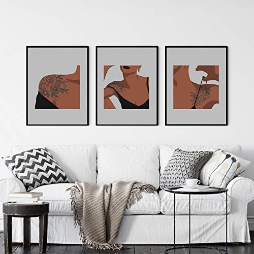 Art mural moderne abstrait femme sur toile premium pour décoration de salon nordique raffinée
