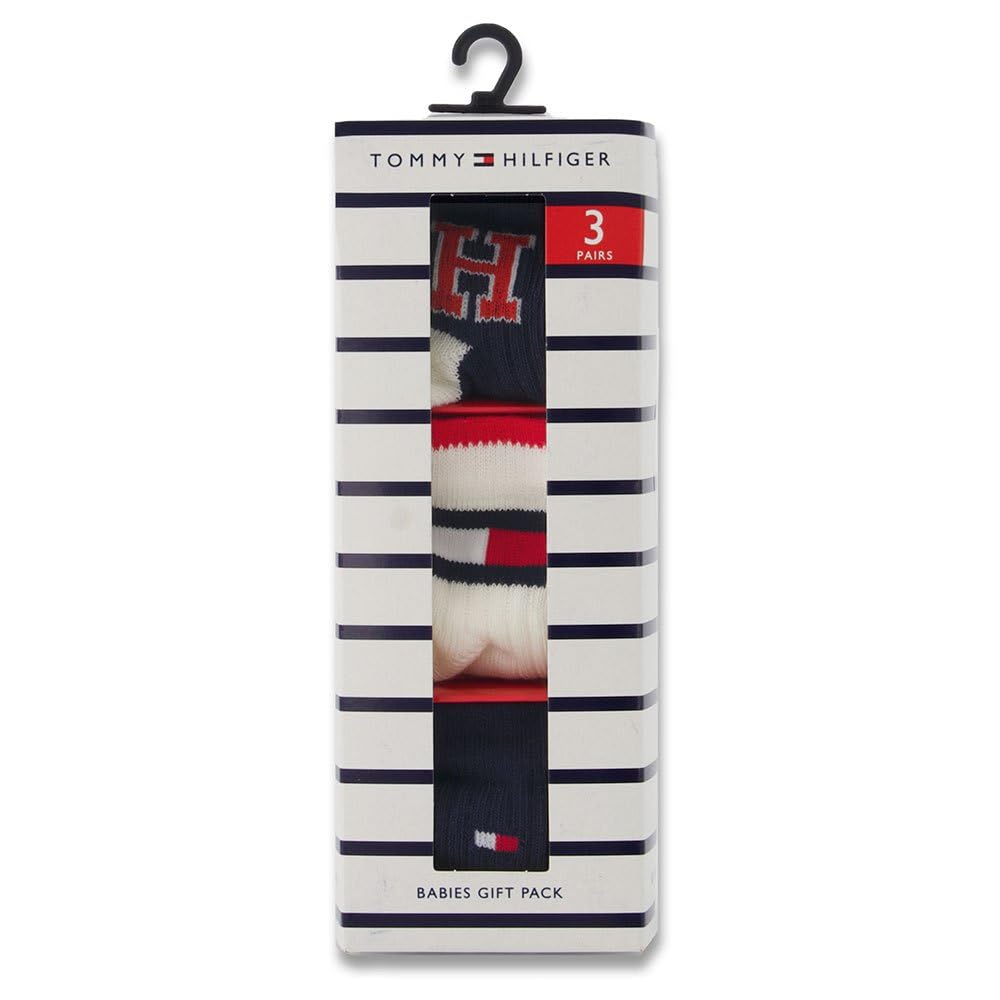 Tommy Hilfiger Iconic Caja de Regalo de Calcetines (Pack de 3) Unisex bebé
