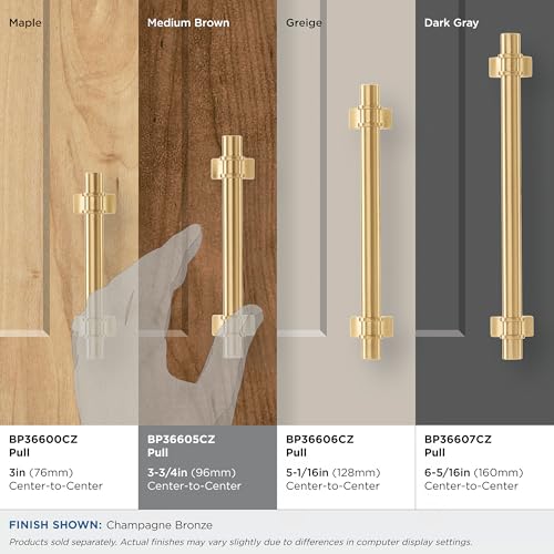 Image of Amerock | Cabinet Pull | Champagne Bronze | 3-3 /4 inch (96 mm) Center to Center | Davenport | 1 Pack | Drawer Pull | Drawer Handle | Cabinet Hardware