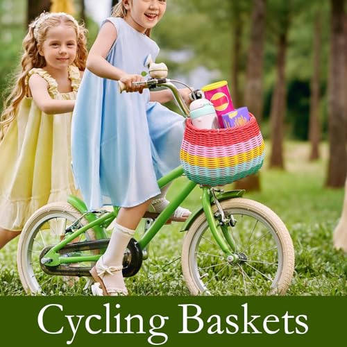 Cesta para bicicleta infantil desmontable y tejida a mano 4