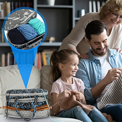 Image of Yarn Bag-Large Size-Yarn Storage Organizer with Grommets-Portable Crochet Bag for Yarn Skeins-Crochet Hooks-Knitting Needles -Other Accessories (Paisley-Purple)
