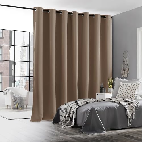 Image of RYB HOME Blackout Curtain for Sliding Glass Door, Thermal Insulated&Privacy Drape for Basement /Media Room, Extra Wide Room Divider Curtain, Window Treatment, Cappuccino, W100 x L108, 1 Panel