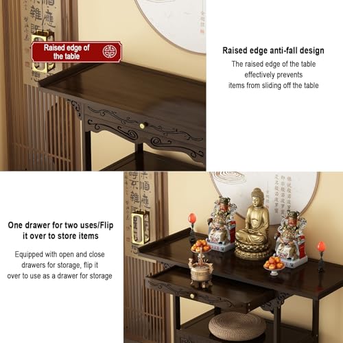 Table d'autel bouddhiste et table d'offrandes chinoise de 39,4'' - 7