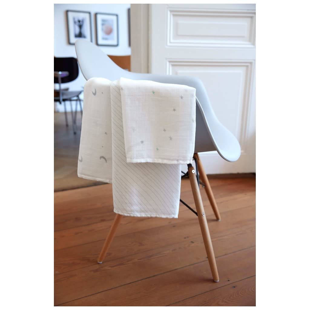 LÄSSIG Coperta Puck neonati Panno garza Set 3 pezzi cotone 80x80 cm Swaddle Garden Explorer Tractor