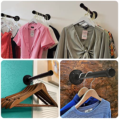 Pintuson 6 Pcs Industrial Pipe Clothes Bar 12 Inch - Wall Mount Clothing Rack - Face Out Wall Clothing Rods For Commercial Retail Boutique Shirt Display #TOP4