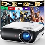 Mini proiettore HAPPRUN H1 Full HD con Bluetooth – proiettore nativo 1080P portatile da esterno con altoparlante, compatibile con smartphone, HDMI, USB, AV, TV Stick, PS5 per home theater, camera da