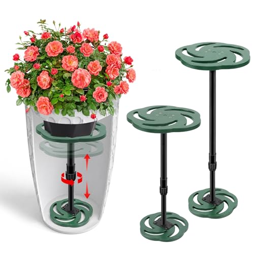 Axcoix 2 Pack Adjustable Height Plant Risers for Inside Pots 12-21 Plastic Planter Inserts for Large Pots Pot Fillers for Tall Square Round Taper Planters (6 8 10 Base or Top)