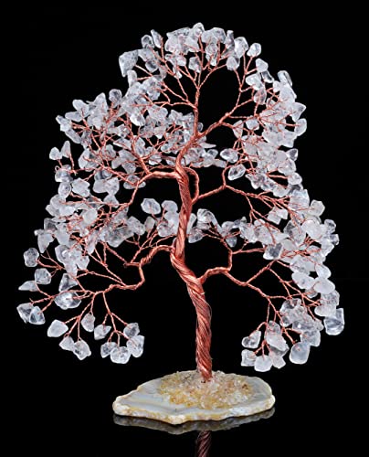 Clear Quartz Tree Crystal Tree of Life Gemstone Chakra Geode Agate Slice Base Feng Shui Decor Gift Money Tree Bonsai - Healing Crystal Spiritual Gift
