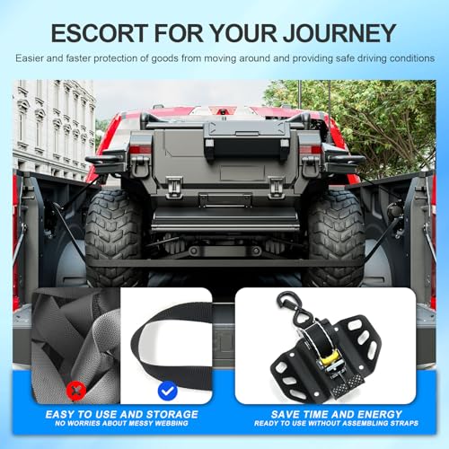 Image of SZYANG 2PCS Retractable Ratchet Straps Compatible with 2015-2026 Ford F150 Retractable Tie Down Straps Replacement for 2015-2026 Ford F-150 Accessories