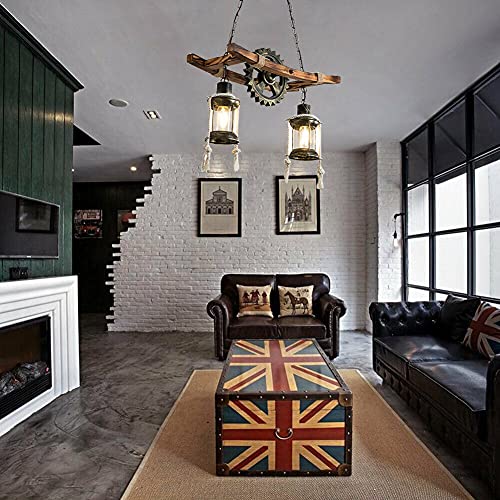 Tfcfl 2 Head Farmhouse Chandelier Wood Hanging Industrial Pendant Lighting,Vintage Ceiling Light Glass Lampshade For Pool Table Kitchen Bar Bedroom (Style2) #TOP6