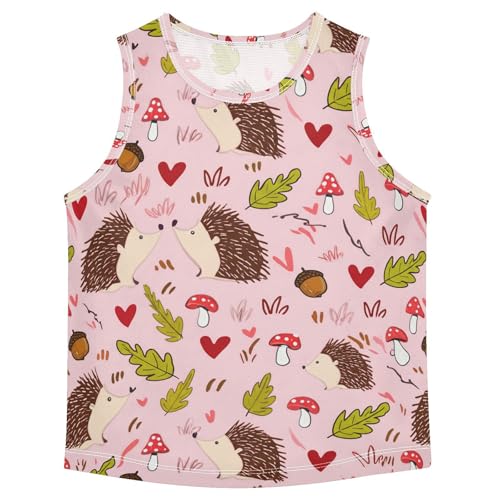 J JOYSAY Hedgehog Mushroom Acorn Leaves Boys Tank Top Sleeveless Muscle Shirts Quick Dry Kids T-Shirts 3-15T
