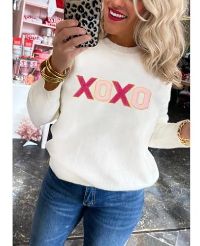 Image of SELINK Women's Holiday Sweater Crew Neck Print Casual Long Sleeve Pullover