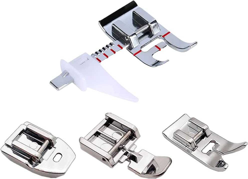 4PCS Upgrade Sewing Machine Presser Foot, Premium Sewing Products, Accuracy Sewing Accessories and Supplies, Fits for Low Shank Domestic Sewing Machine, Snapping On Brother, Babylock, Singer and More
