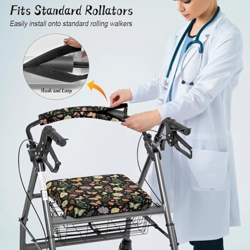 Image of Butterfly Soft Universal Rollator Seat Covers, Backrest and Seat Covers for Walkers, Adjustable Accessories for Seniors