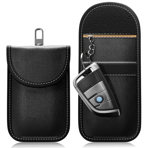 FOAMO Keyless Go Lot de 2 étuis de protection pour clés de voiture avec blocage RFID, noir et blanc