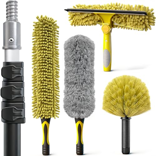 5-in-1 4-12Ft 4-Stage Telescoping Extension Pole Kit for Cleaning
