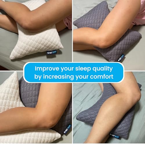 Image of Sidney Sleep Mini Travel Size Neck Pillow - Knee, Back Lumbar and Support - Small Curved Pillow - Adjustable Fill - Washable Case - Drawstring Backpack Included - 14 x 19 Inches (Mini - Blue)