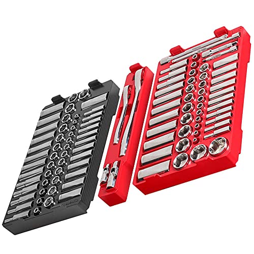 48-22-9486 for Milwaukee 1/4"-3/8” Ratchet Socket Set w/Packout Case - 106pc, Ratchet has 90 tooth design with 4-degree arc swing for tight workspaces thumbnail 3