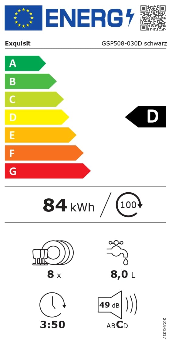 Exquisit GSP508-030D Tischgeschirrspüler, 55 cm breit, 8 Maßgedecke, 7 Programme, schwarz