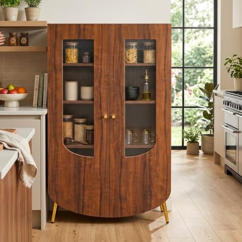Image of Rocco Denzo Multipurpose Kitchen Storage Cabinet | With Flutted Actylic Doors and Adjustable Shelves