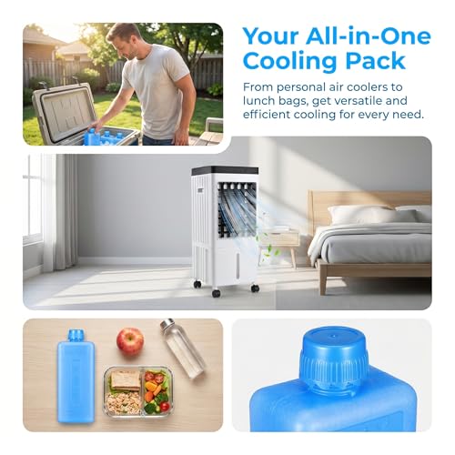 Ice Packs for Swamp Cooler 8PCS Ice Blocks for Portable Air Conditioner Fan Reusable Freezer Packs for Air Cooler Blue Freezer Blocks for Lunch Boxes Camping Picnic Coolers Evaporative AC Fan - image 5