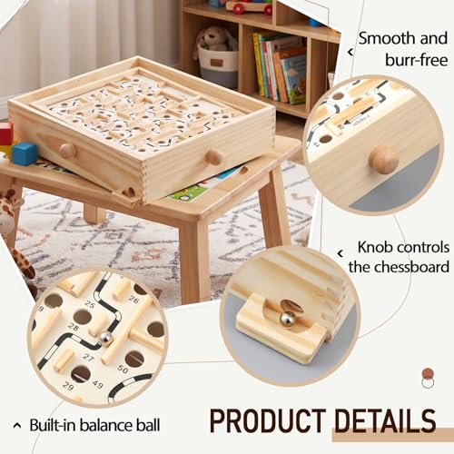 Juego de Mesa Laberinto de Madera con 3 Tableros Intercambiables miniatura 3
