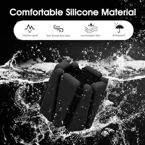 Adjustable Wrist Weights Set, 2lb Silicone Weight Bracelets Fits for Women & Men, Wearable Ankle & Wrist Weights, Suitable for Yoga, Pilates, Dance, Pool Exercises, Jogging (Black)