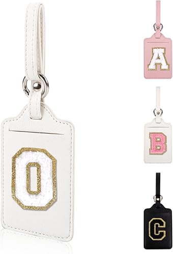 Personalized Initial Luggage Tags for Suitcases, Leather Chenille Letter Cute Lu