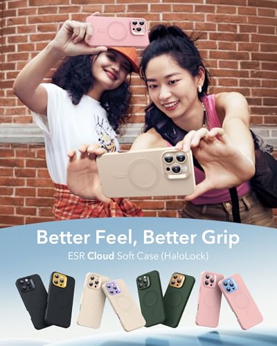 Image of ESR for iPhone16 Pro Max Case with MagSafe, Supports Magnetic Charging, Smooth & Slim Silicone Case, Shockproof, Full Screen and Camera Protection, Soft Microfiber Lining,Light Tan