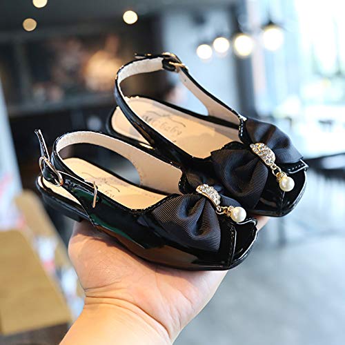 Girls' Sandals Sandals Princess Bowknot Crystal Shoes -Toe Toddler Baby Girls Children Girl's Shoes (Black, 1.5 Little Kid)4