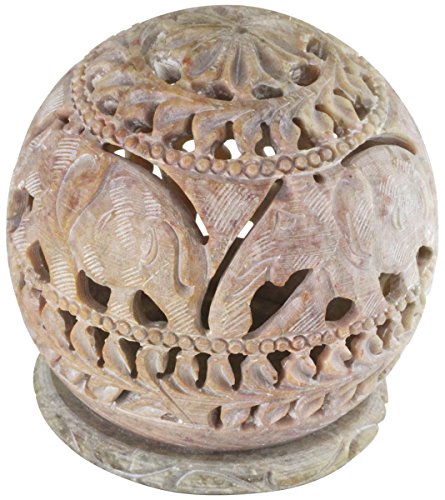 Zap Impex Luz de té Hermosa Escultura de Piedra, candelabro de té con Figuras de Elefante talladas, Linterna Decorativa de luz de té, diseño Principal único Hecho a Mano, Loza de 3.5 Pulgadas