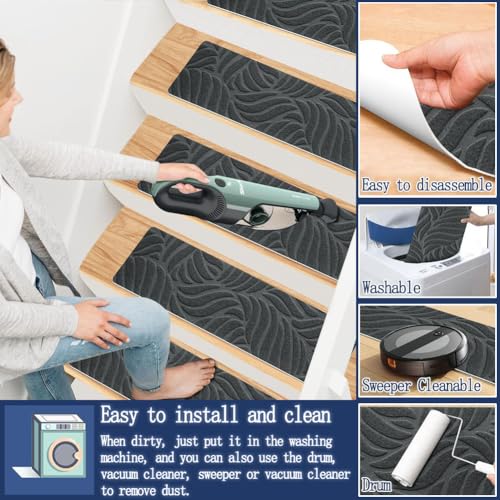 Alfombrillas antideslizantes escaleras seguras con base lavable 4