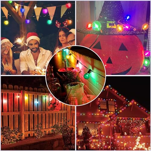 Image of GOOTHY 25 Pack G40 LED Multicolor Christmas Replacement Light Bulbs, E12 Candelabra Base LED Globe Bulbs for Outdoor Christmas String Lights, 0.6W Shatterproof Round Colorful Christms Light Bulbs