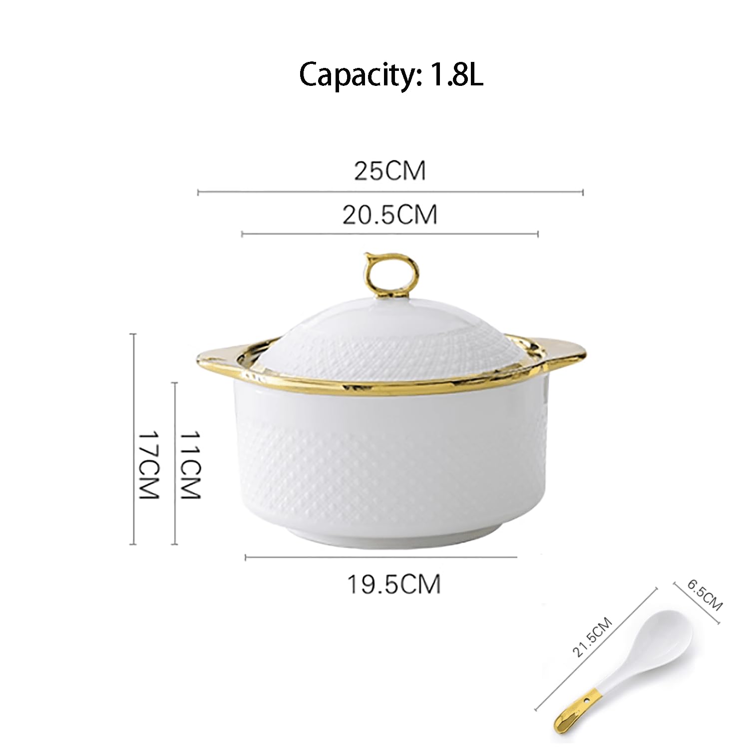 Sopera de sopa con tapa vidrio y cuchara(B)