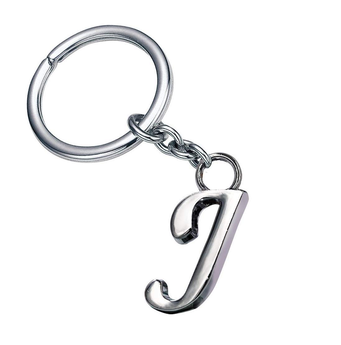 ReliconEnglish Alphabet Letter J (R-37) Silver Metal Keychain for Car Bike Men Women Keyring