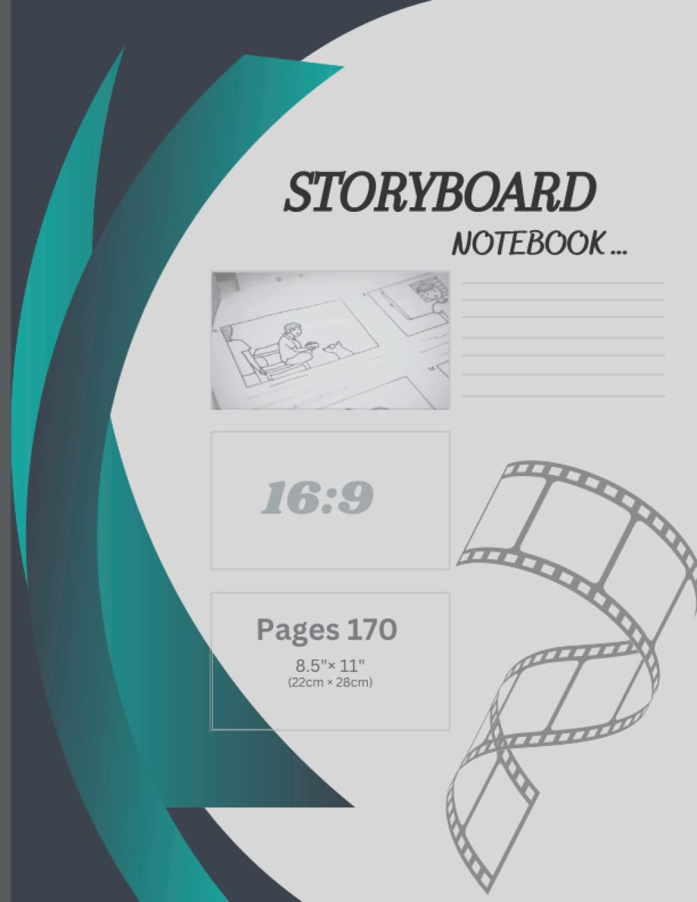 Cahier de storyboard 16:9 pour dessiner vos scénarios au café ou en studio