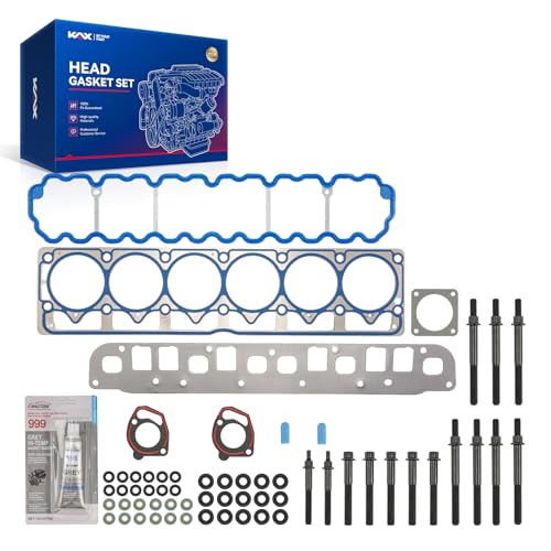 Image of KAX Engine Cylinder Head Gasket Set Compatible with Jeep Grand Cherokee 1999-2004, Wrangler 2000-2006, Cherokee 1999-2001 4.0L, Head Gasket Kit, OE# HS26211PT, HS9076PT-4, ES71102